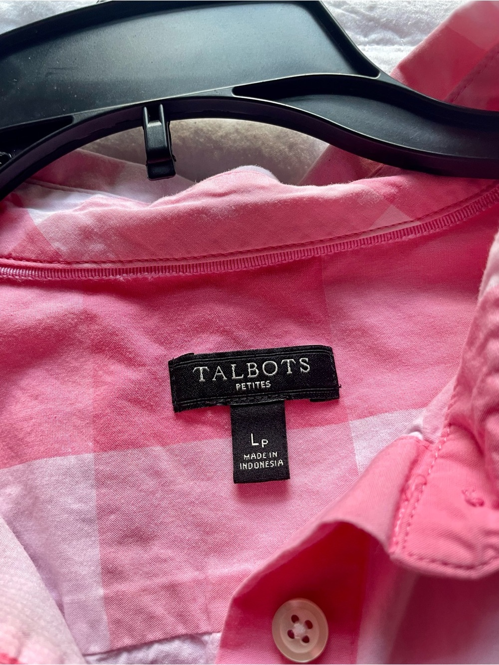Vintage Talbots Pink & White Checked Button-Down Shirt Size LP - Picture 6 of 7